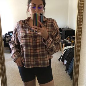 American Eagle Cropped Oversized Flannel